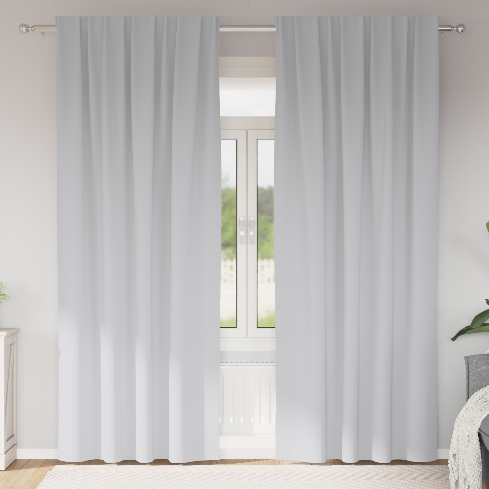Vorhänge mit Vorhängen 2 pcs Hellgrau 260 x 140 cm Polyester