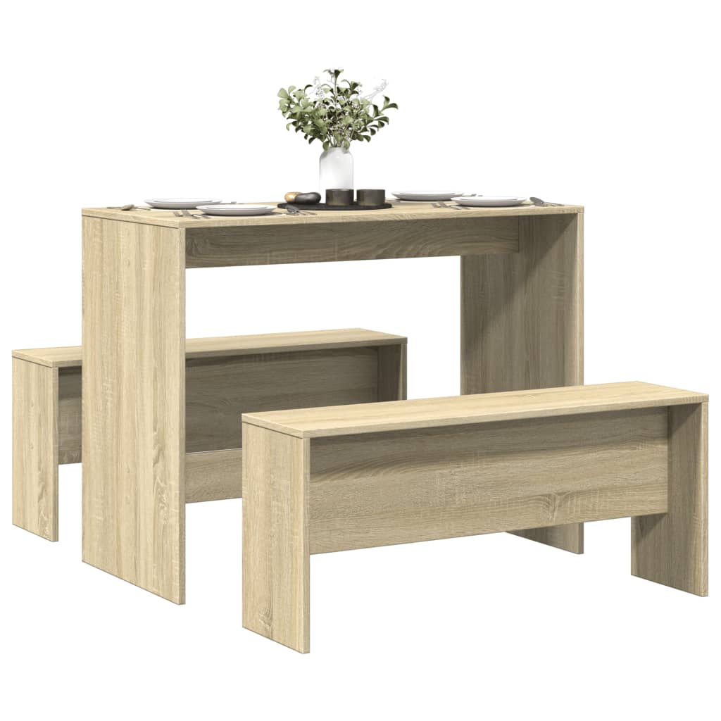 3-tlg. Esstisch und Bank Set Sonoma-Eiche Holzwerkstoff 3-tlg. Esstisch und Bank Set Sonoma-Eiche Holzwerkstoff