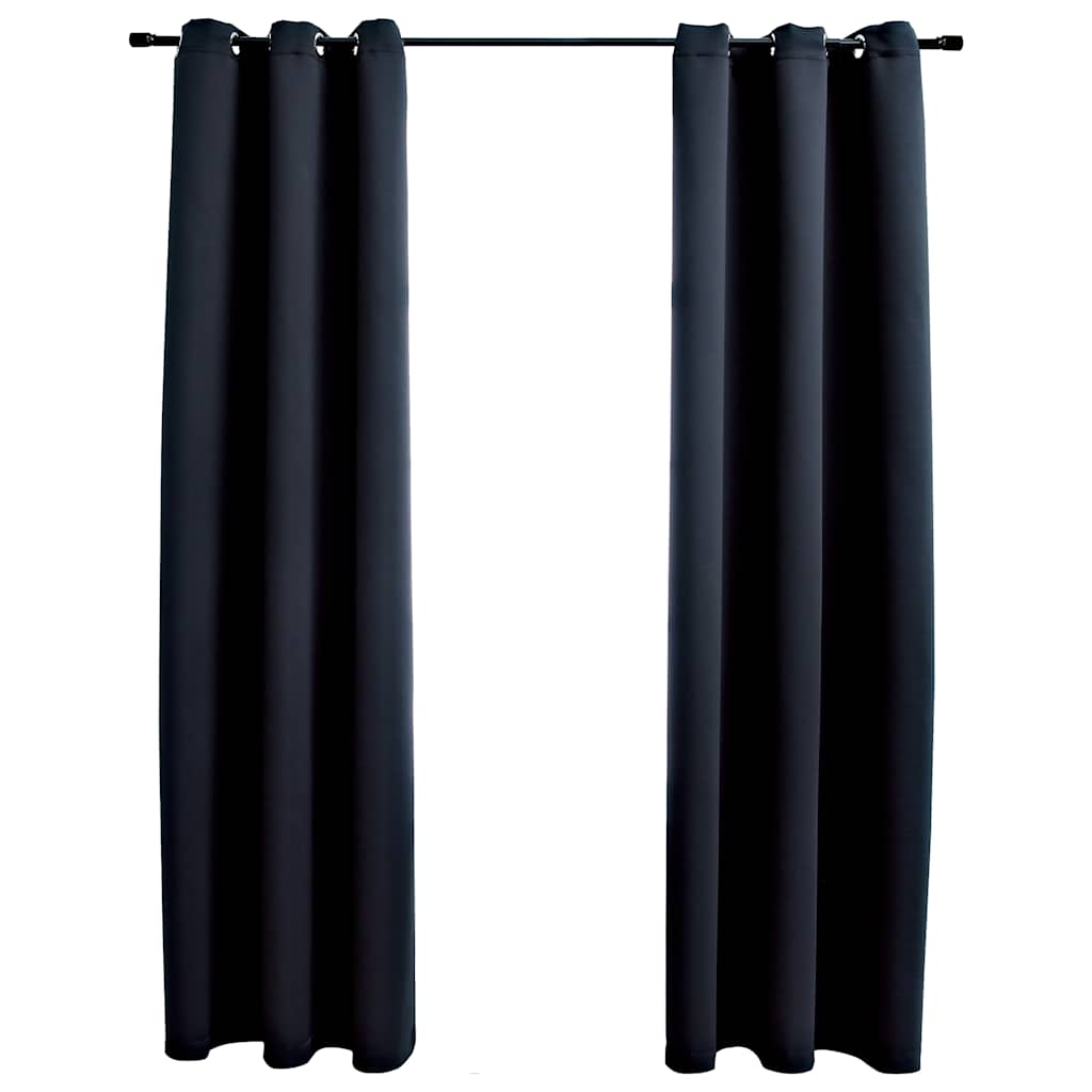 Verdunkelungsvorhänge mit Ringen 2 Stk. Schwarz 97x213 cm Stoff Verdunkelungsvorhänge mit Ringen 2 Stk. Schwarz 97x213 cm Stoff