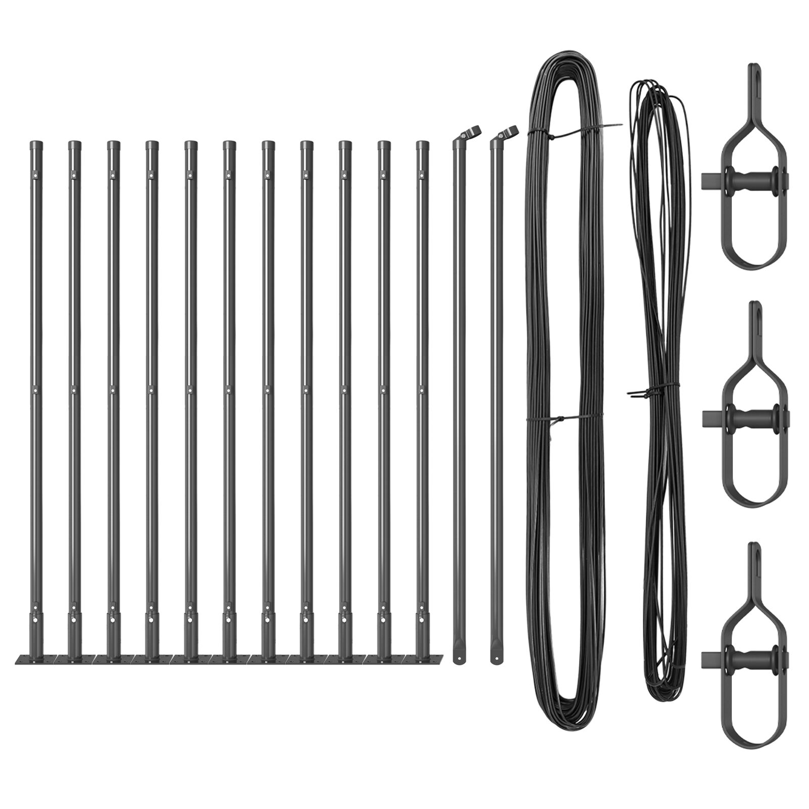 Zaunpfosten mit Fußplatten 13 Stück Ø32mm 70cm Galvanisiertes Stahl