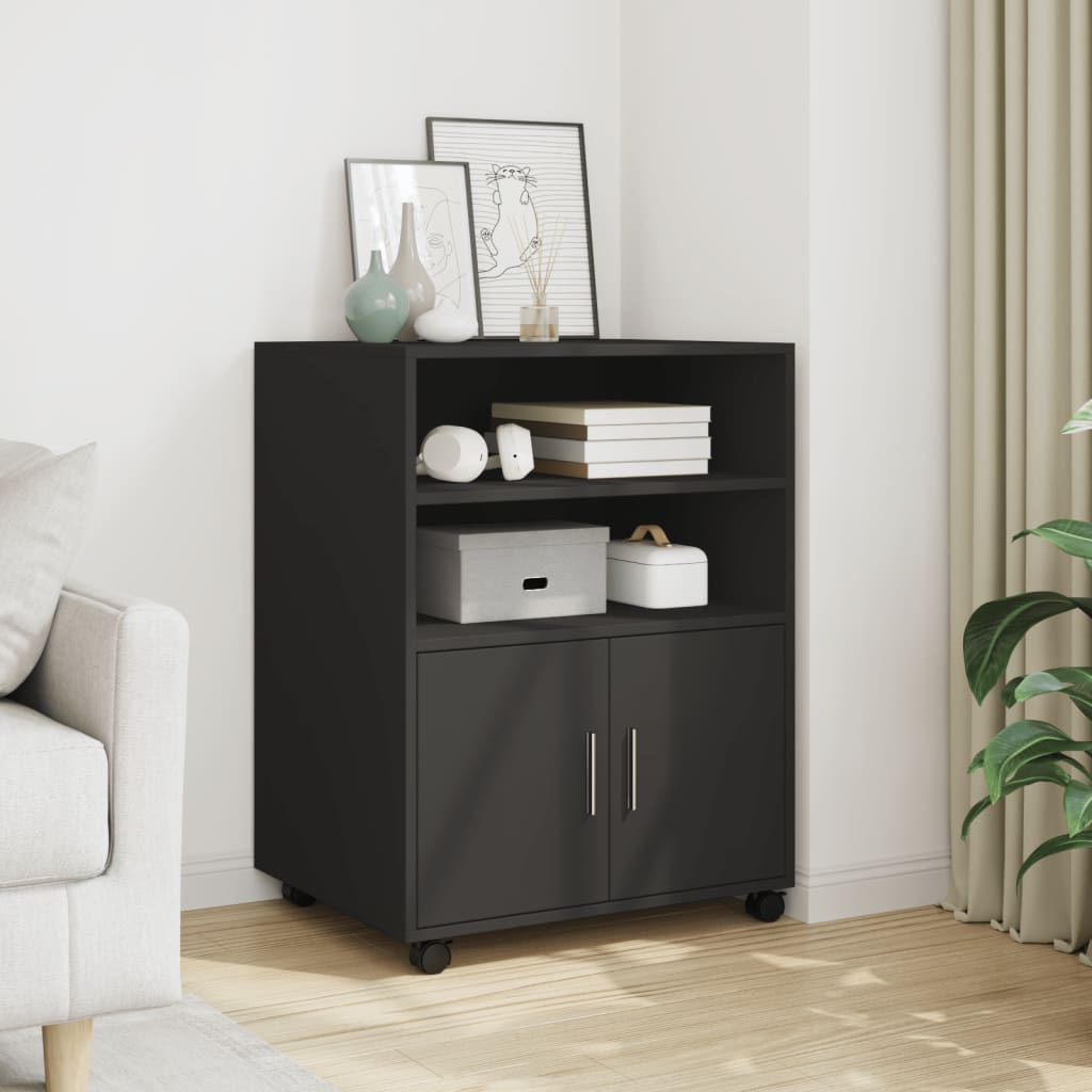 Rollschrank Schwarz 60x48x81 cm Holzwerkstoff Rollschrank Schwarz 60x48x81 cm Holzwerkstoff