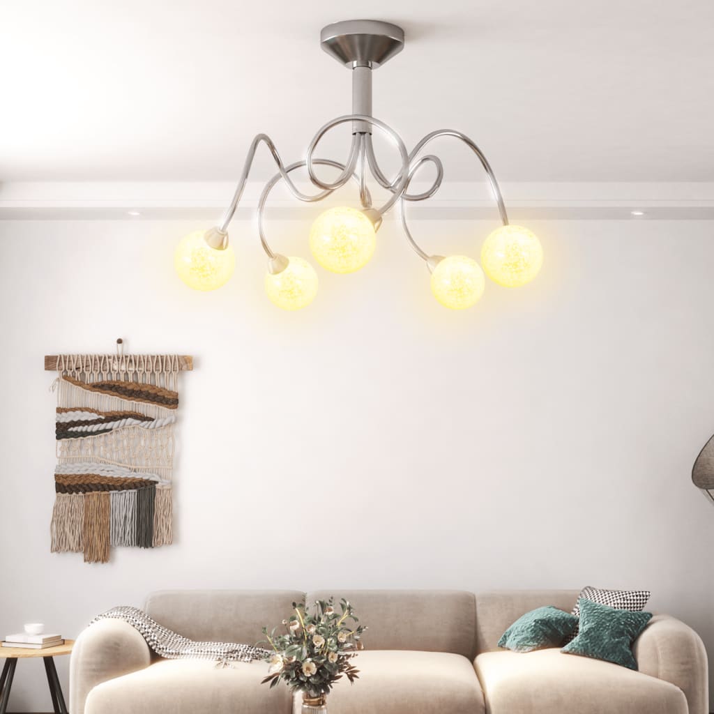 Deckenleuchte mit Runden Glasschirmen für 5 G9 LED-Leuchtmittel Deckenleuchte mit Runden Glasschirmen für 5 G9 LED-Leuchtmittel