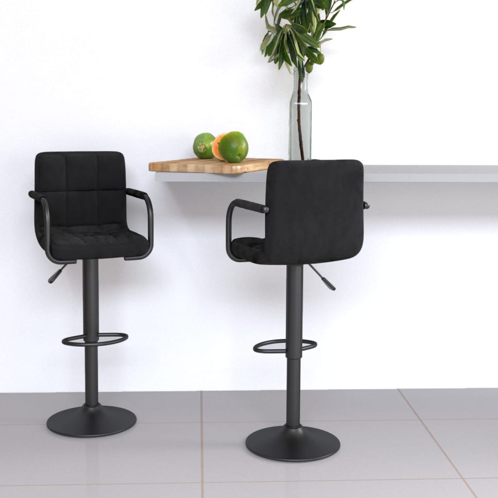 Barhocker 2 Stk. Schwarz Samt Barhocker 2 Stk. Schwarz Samt