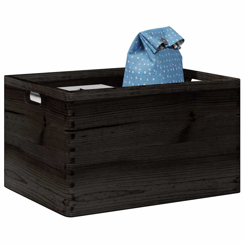 Holzkiste mit Griffen Schwarz 40x30x23 cm Massivholz Kiefer Holzkiste mit Griffen Schwarz 40x30x23 cm Massivholz Kiefer