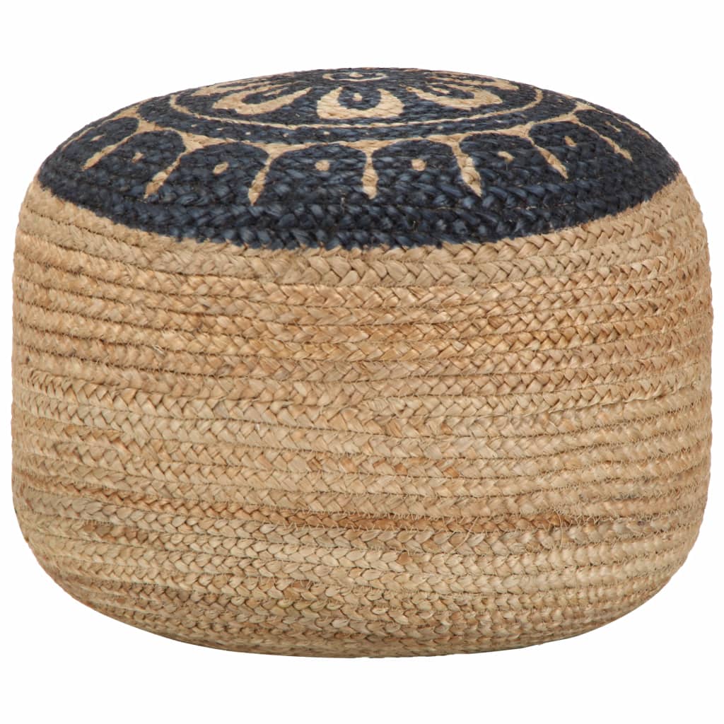 Handgefertigter Sitzpuff Blau 45 x 30 cm Jute Handgefertigter Sitzpuff Blau 45 x 30 cm Jute