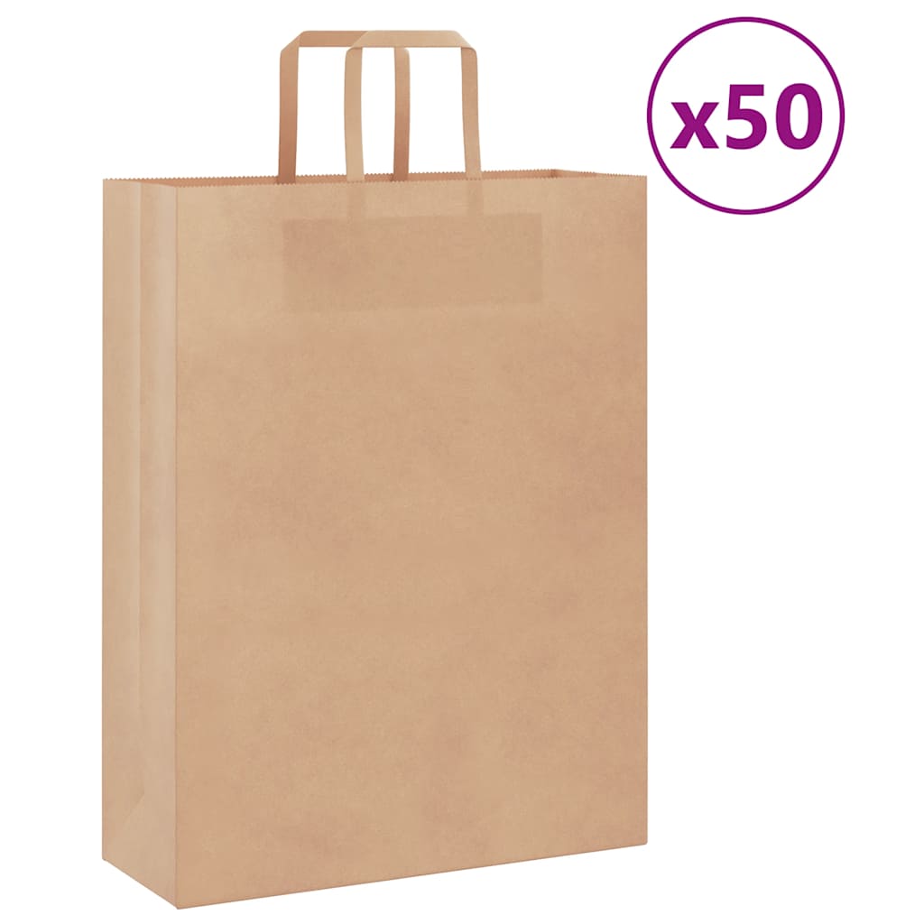 Papiertragetaschen 50 Stk. mit Henkeln Braun 32x12x42 cm Papiertragetaschen 50 Stk. mit Henkeln Braun 32x12x42 cm