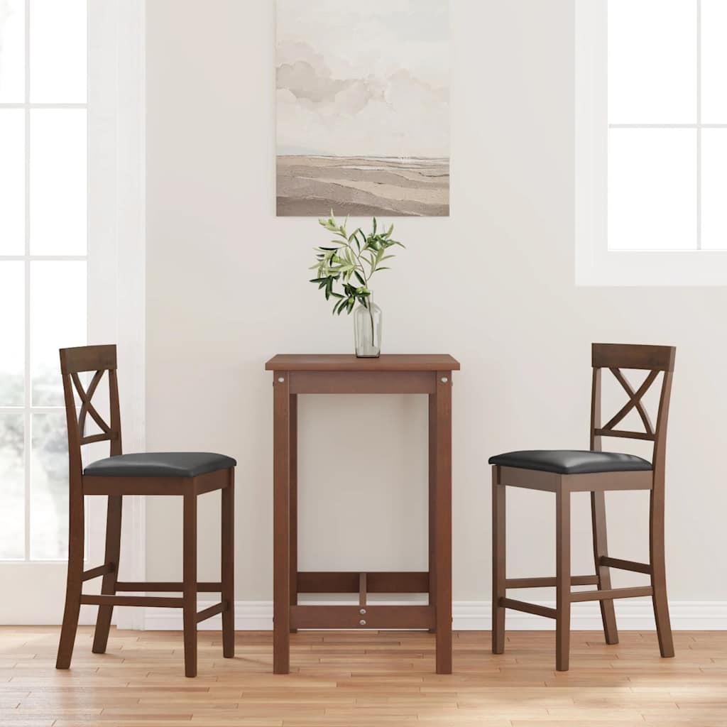Barhocker mit Kissen 2 Stk. Braun Massivholz Gummibaum Barhocker mit Kissen 2 Stk. Braun Massivholz Gummibaum