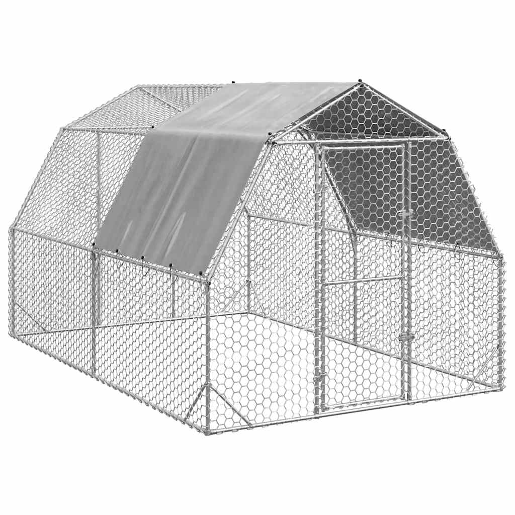 Hühnerstall mit Dach 2,5x4x2,25 m Verzinkter Stahl
