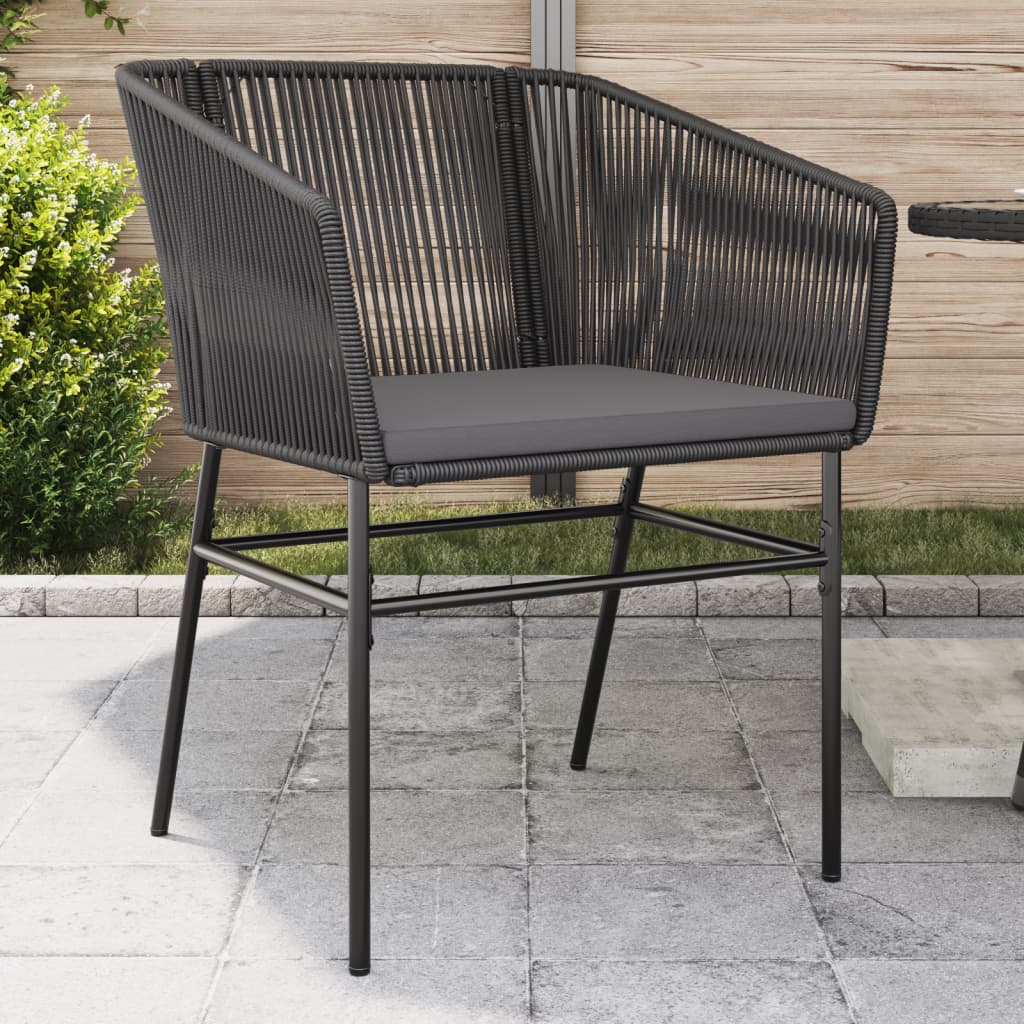 Gartenstühle 2 Stk. mit Kissen Schwarz Poly Rattan Gartenstühle 2 Stk. mit Kissen Schwarz Poly Rattan