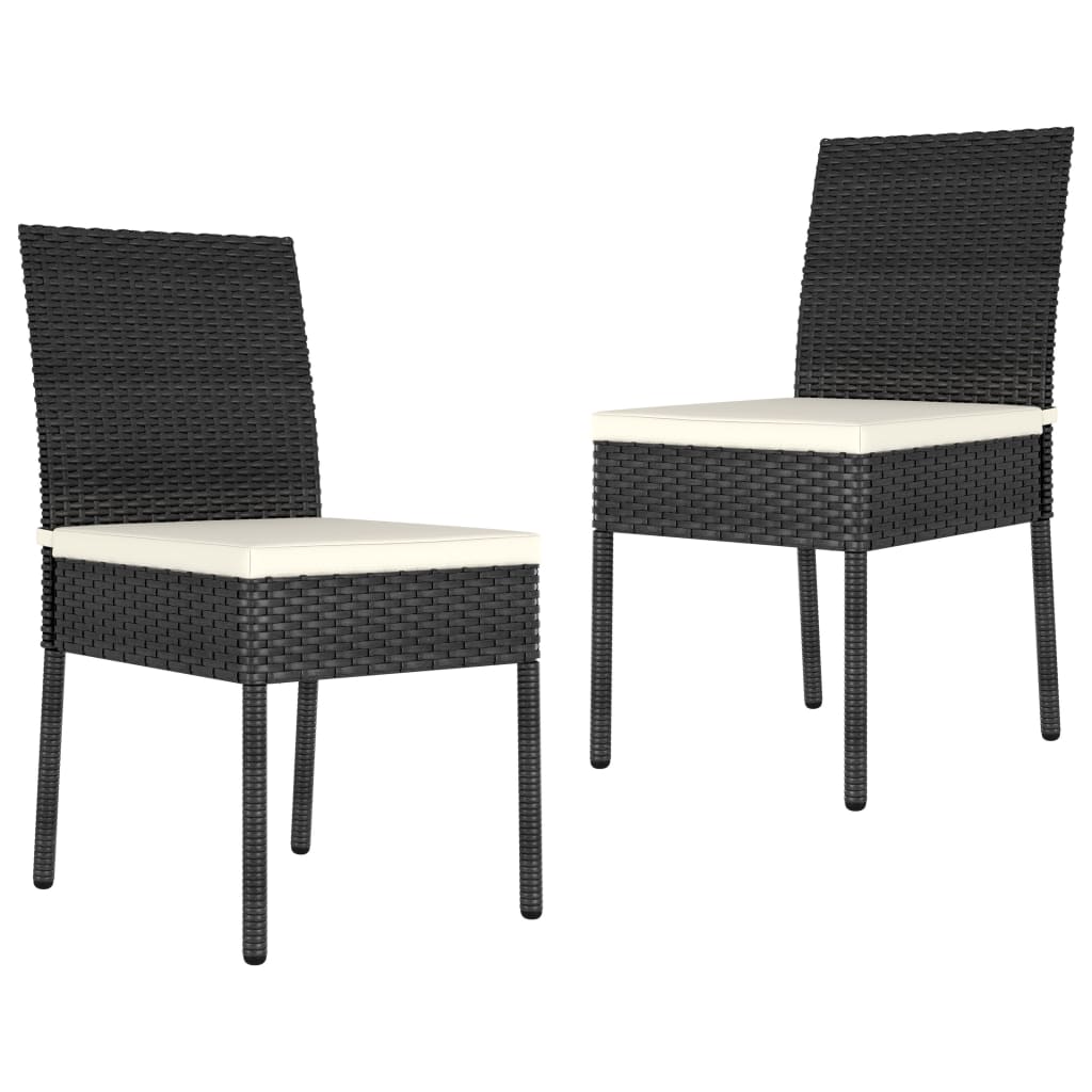Garten-Essstühle 2 Stk. Poly Rattan Schwarz Garten-Essstühle 2 Stk. Poly Rattan Schwarz