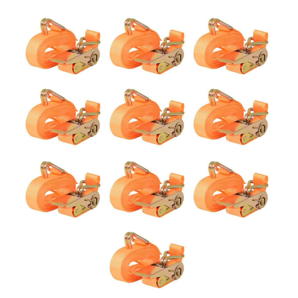 Ratschen-Spanngurte 10 Stk. 0,4 Tonnen 6m×25 mm Orange Ratschen-Spanngurte 10 Stk. 0,4 Tonnen 6m×25 mm Orange