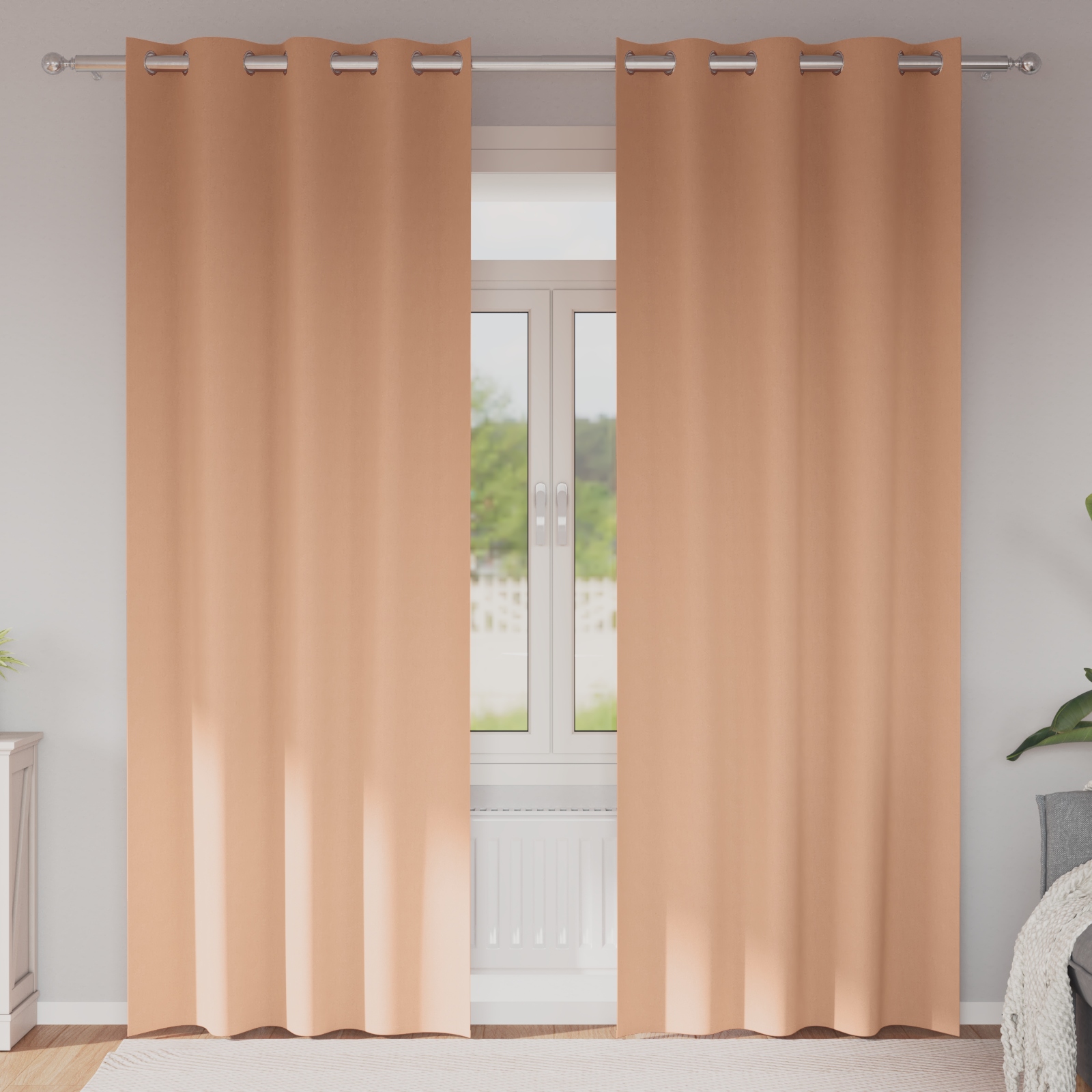 Vorhänge mit Vorhängen 2 pcs Hellbraun 225 x 140 cm Polyester Vorhänge mit Vorhängen 2 pcs Hellbraun 225 x 140 cm Polyester