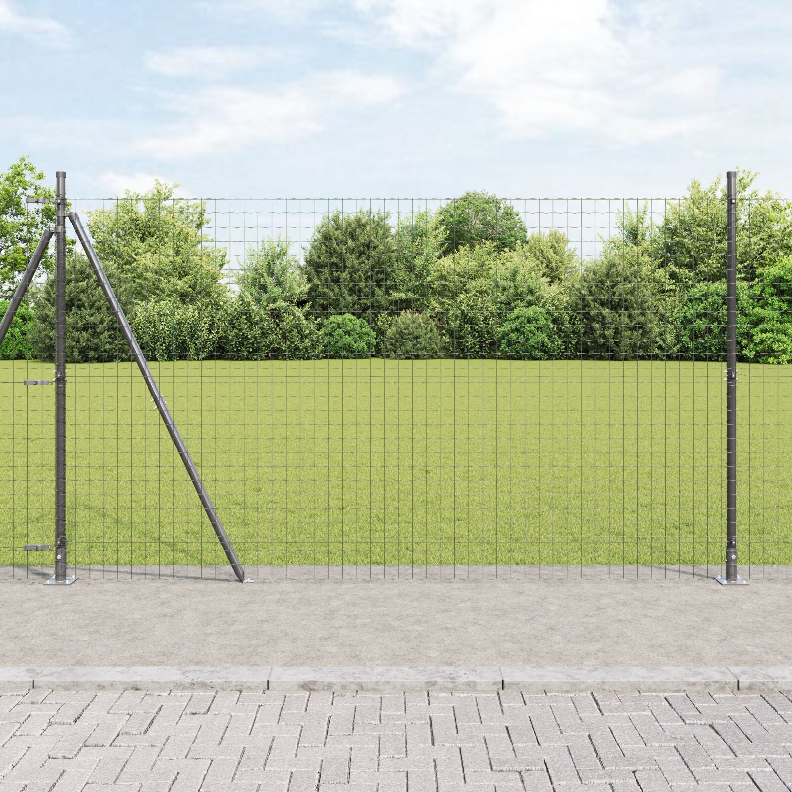 vidaXL Zaunpfosten Set mit 104 Grau Pulverbeschichteter Stahl