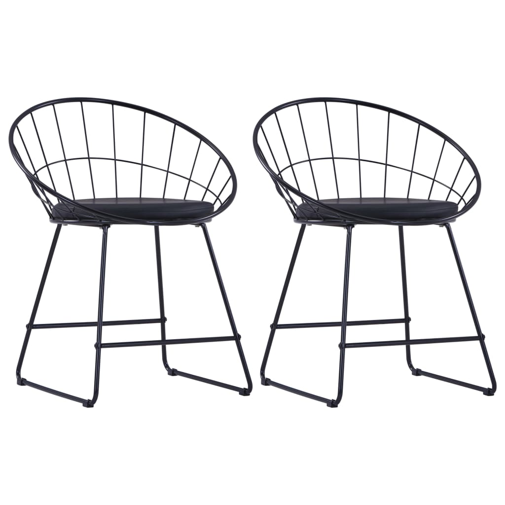 Esszimmerstühle mit Kunstledersitzen 2 Stk. Schwarz Stahl Esszimmerstühle mit Kunstledersitzen 2 Stk. Schwarz Stahl