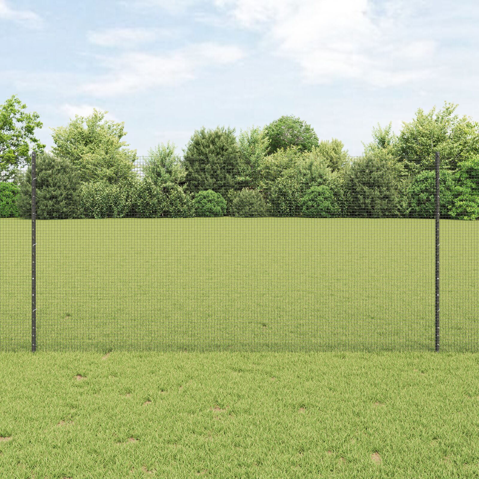 Geschweißter Drahtzaun mit 10 U-Posts Grau 1,2x10 m Stahl