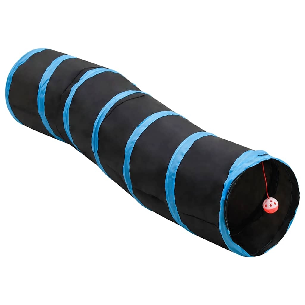 Katzentunnel in S-Form Schwarz und Blau 122 cm Polyester Katzentunnel in S-Form Schwarz und Blau 122 cm Polyester
