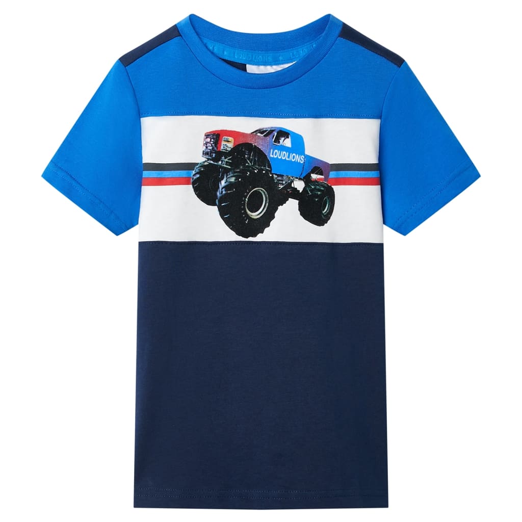 Kinder-T-Shirt Blau und Marineblau 104 Kinder-T-Shirt Blau und Marineblau 104