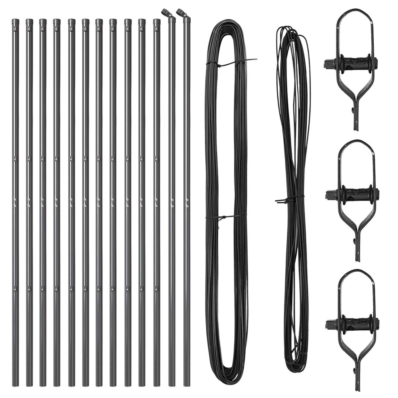 Zaunpfosten 13 Stück Grau Ø32 mm 170 cm Galvanisiertes Stahl
