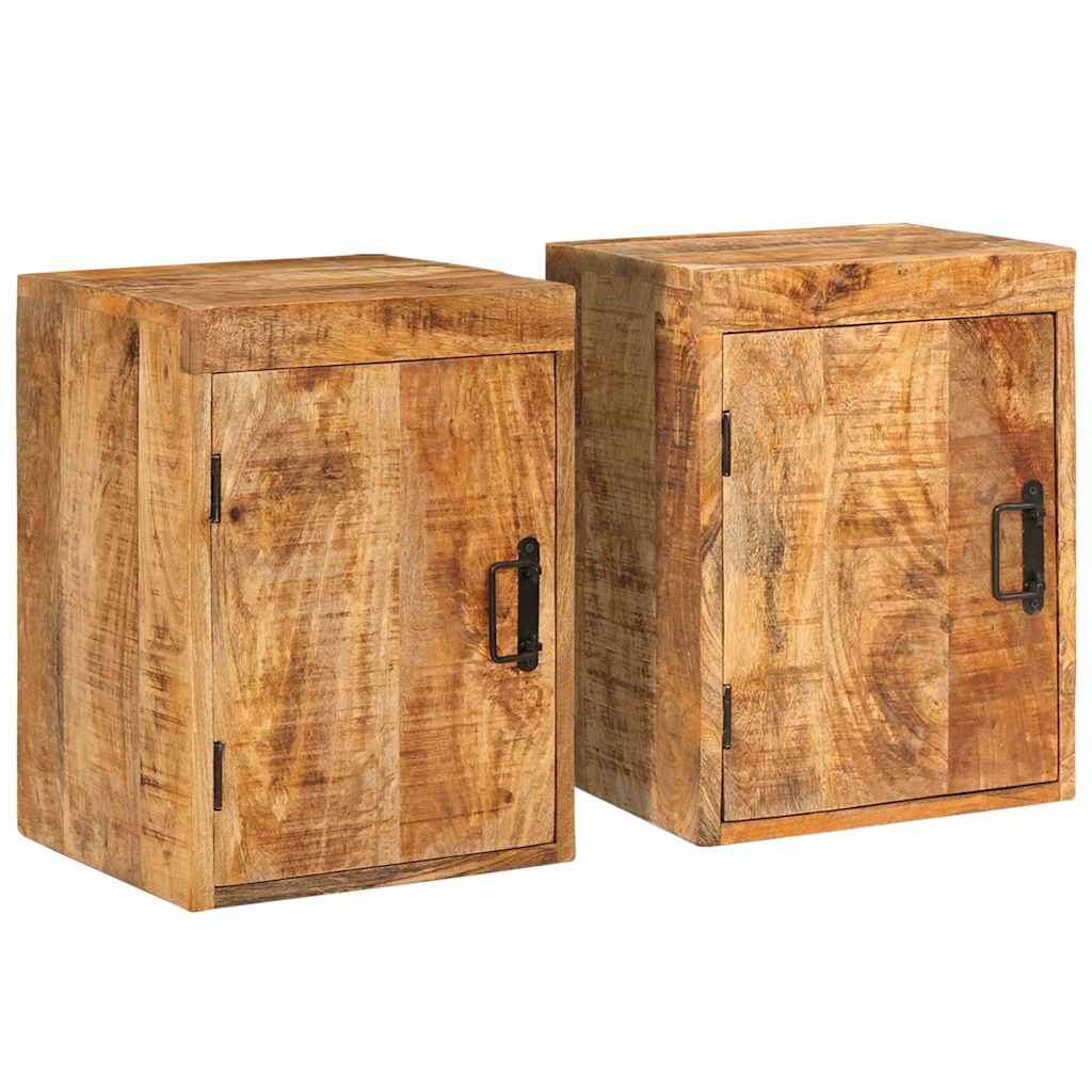 Nachttisch 2 pcs Braun 35 x 33 x 48 cm Massives Mango-Holz
