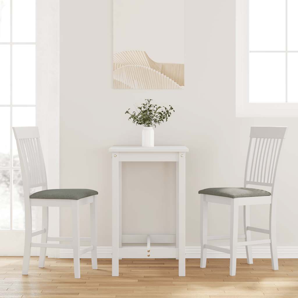 Barhocker mit Kissen 2 Stk. Weiß Massivholz Gummibaum Barhocker mit Kissen 2 Stk. Weiß Massivholz Gummibaum