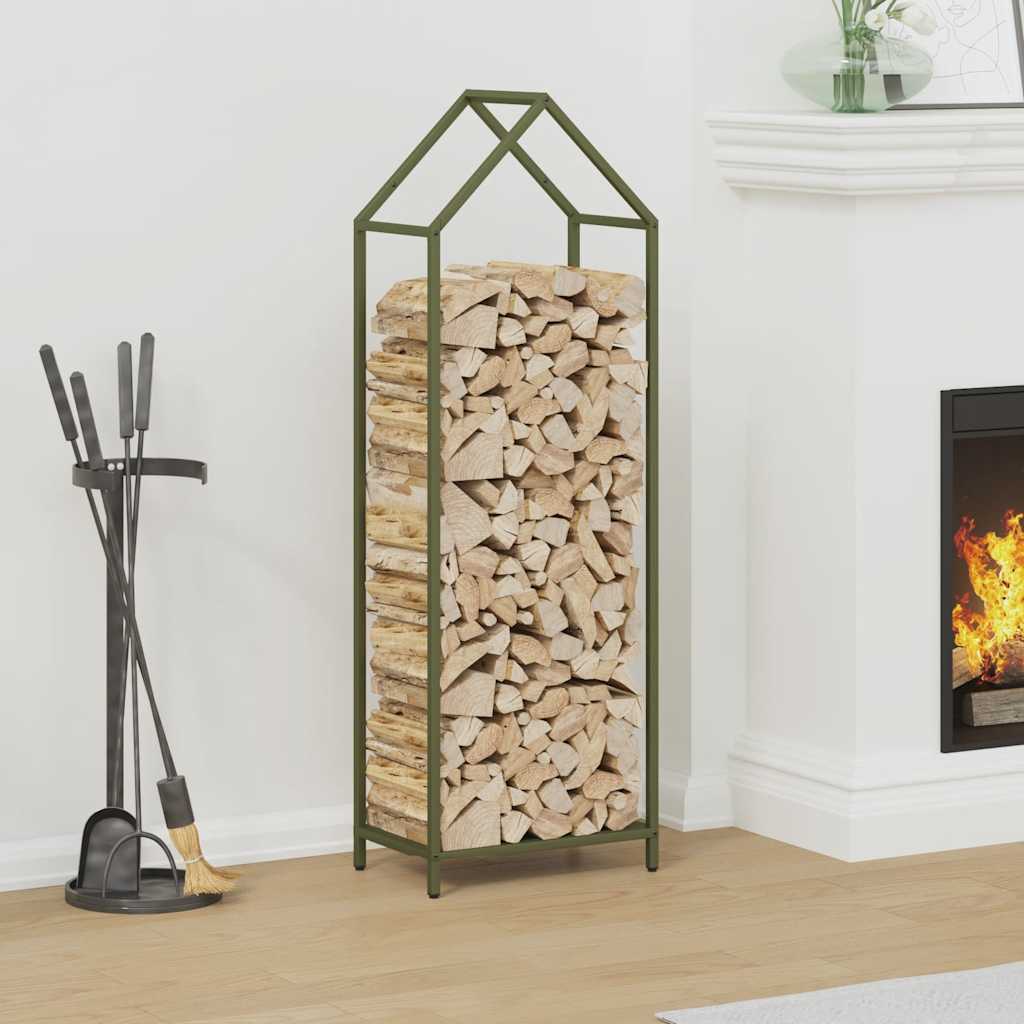Brennholzregal Olivgrün 40x25x120 cm Kaltgewalzter Stahl Brennholzregal Olivgrün 40x25x120 cm Kaltgewalzter Stahl