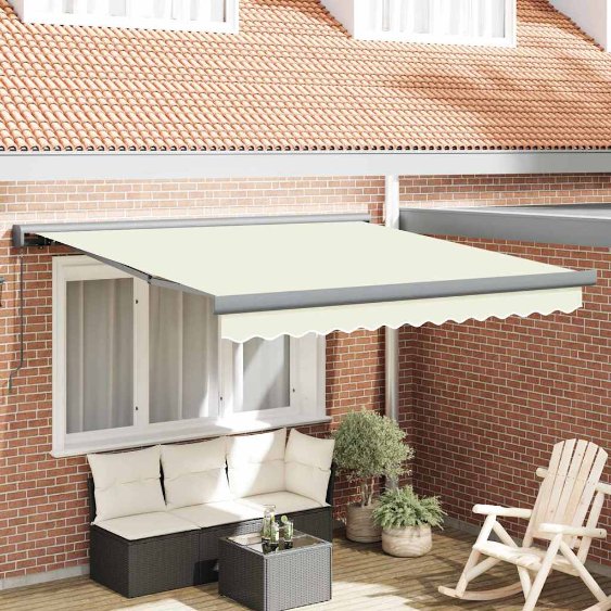 Einziehbare Markise Creme 300 x 250 cm Stoff, Metall