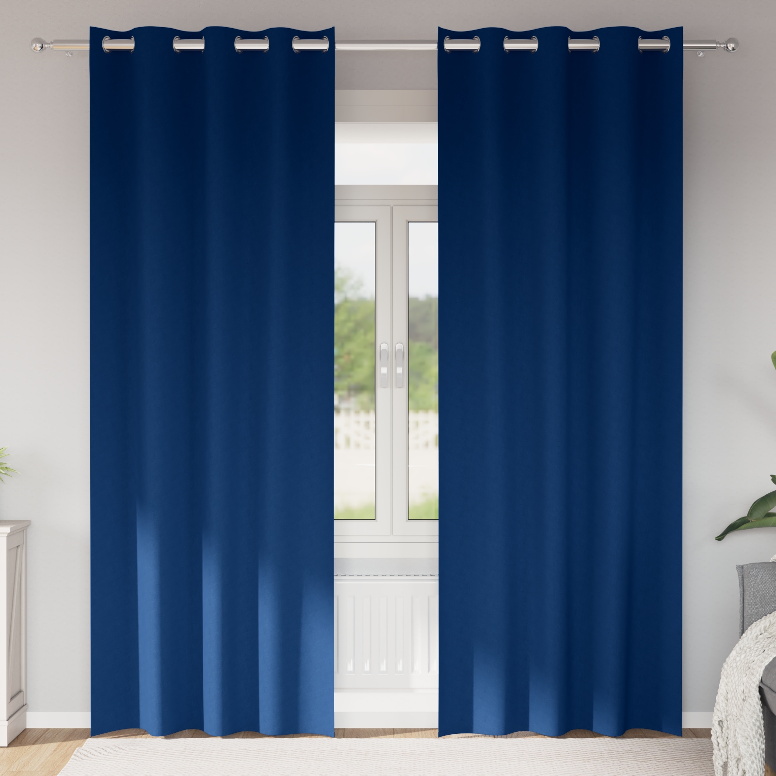Vorhänge mit Vorhängen 2 pcs Dunkelblau 260 x 140 cm Polyester Vorhänge mit Vorhängen 2 pcs Dunkelblau 260 x 140 cm Polyester