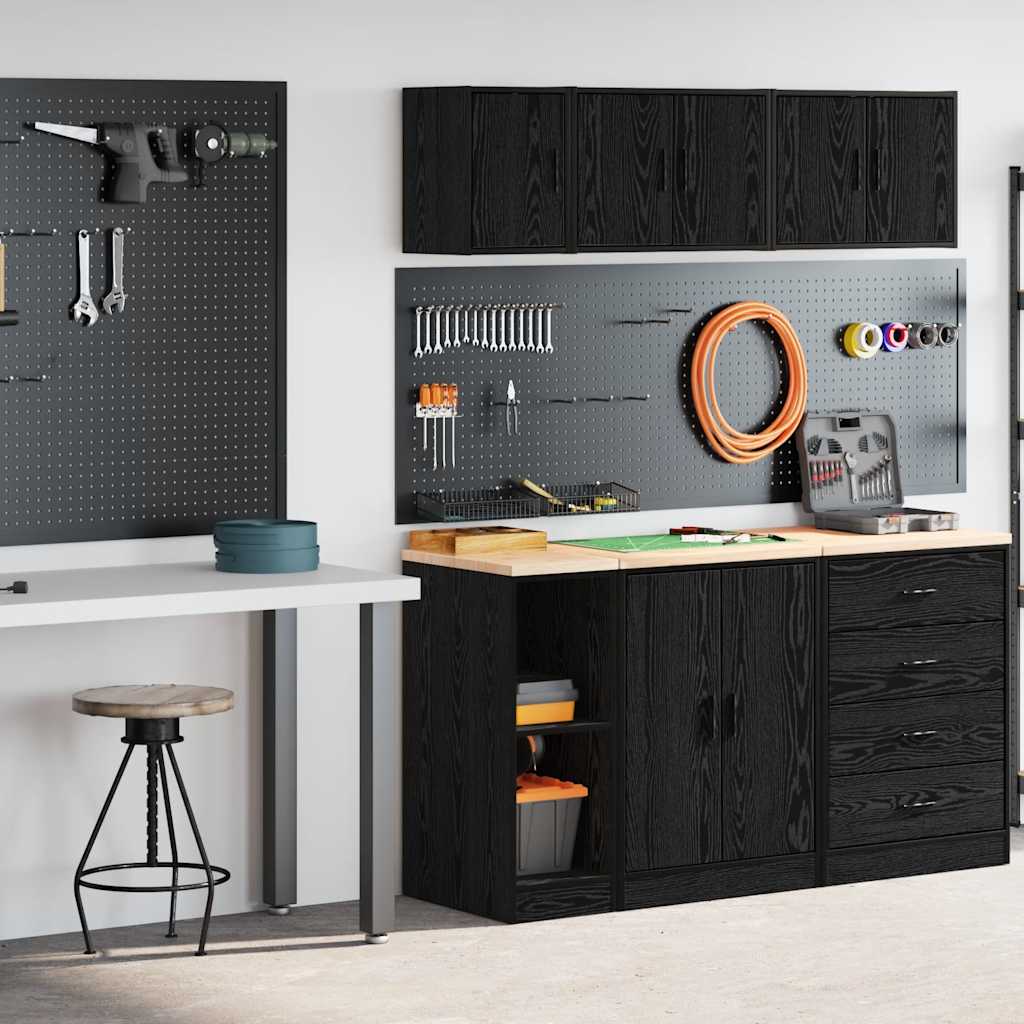 Garagenschränke 2 Stk. Schwarz Holzwerkstoff Garagenschränke 2 Stk. Schwarz Holzwerkstoff