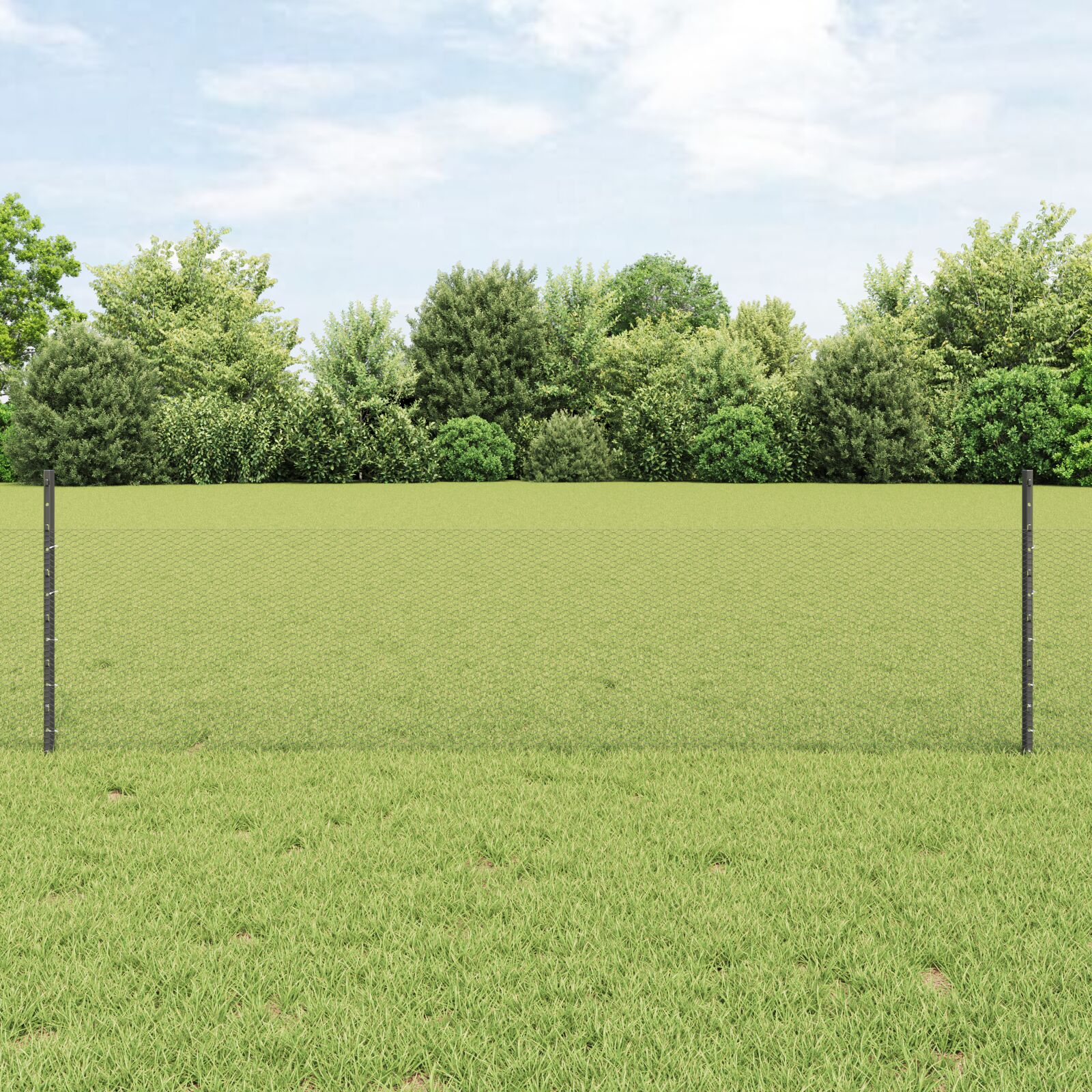 Gartenzaun-Set Set aus 2 Grau Stahlnetz 25 x 0,5 m Zaun Tragbar