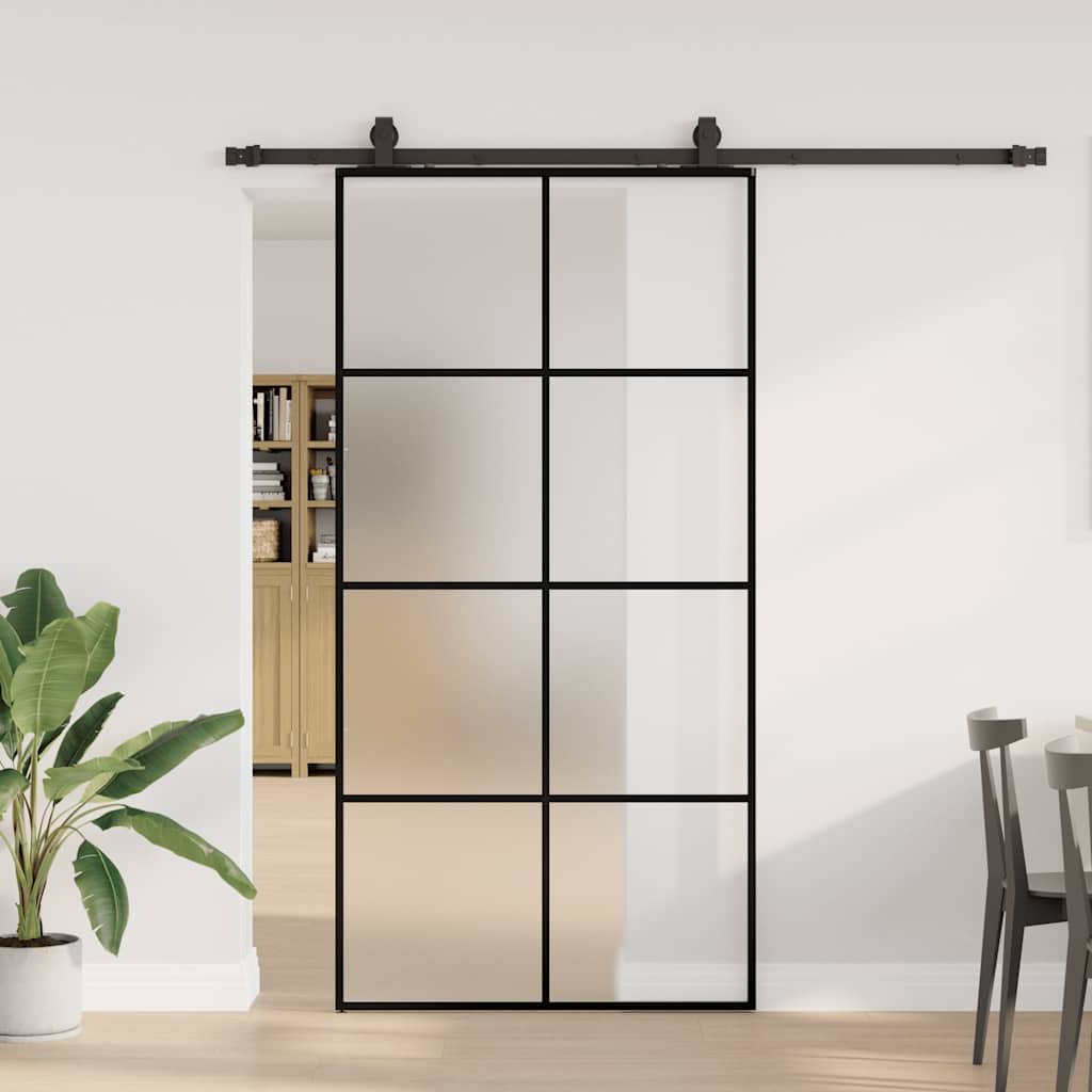 Schiebetür mit Beschlag Schwarz 102,5x205 cm ESG-Glas Schiebetür mit Beschlag Schwarz 102,5x205 cm ESG-Glas
