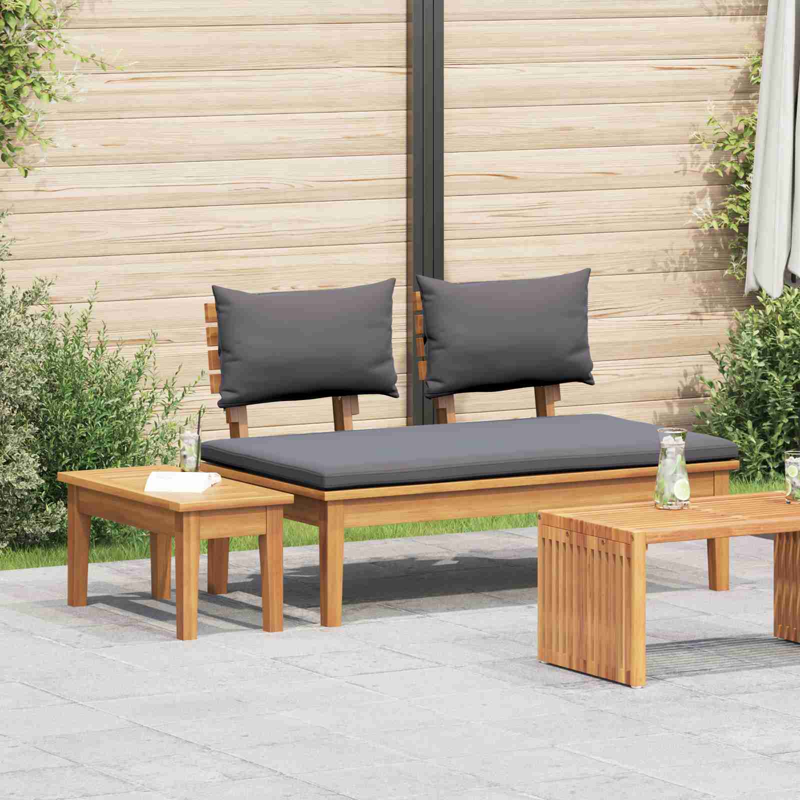 2-teiliges Gartenbank-Set aus solidem Teakholz 2-teiliges Gartenbank-Set aus solidem Teakholz