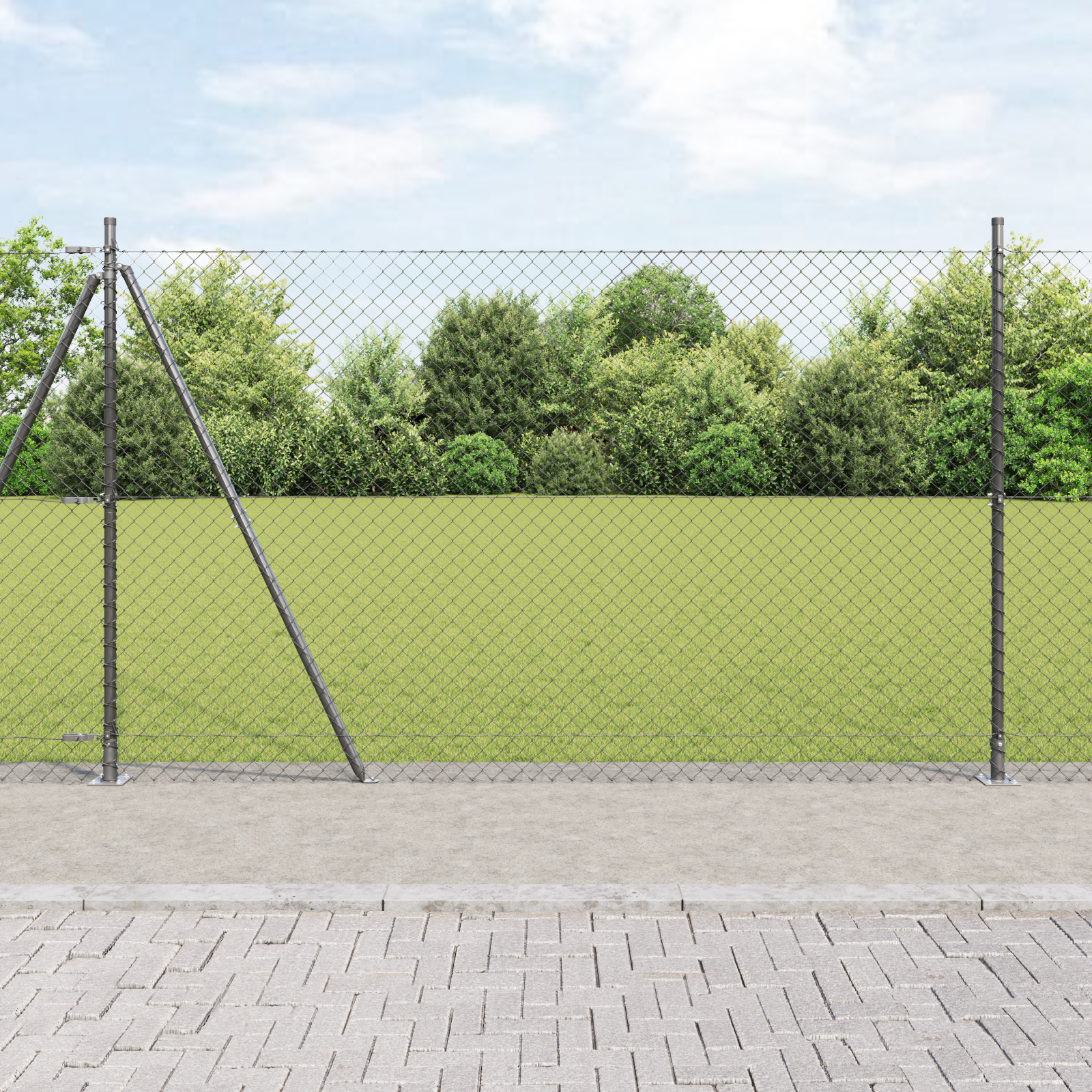 Kettenzaun mit 7 Flanschen 1,6x10 m verzinkter Stahl Kettenzaun mit 7 Flanschen 1,6x10 m verzinkter Stahl