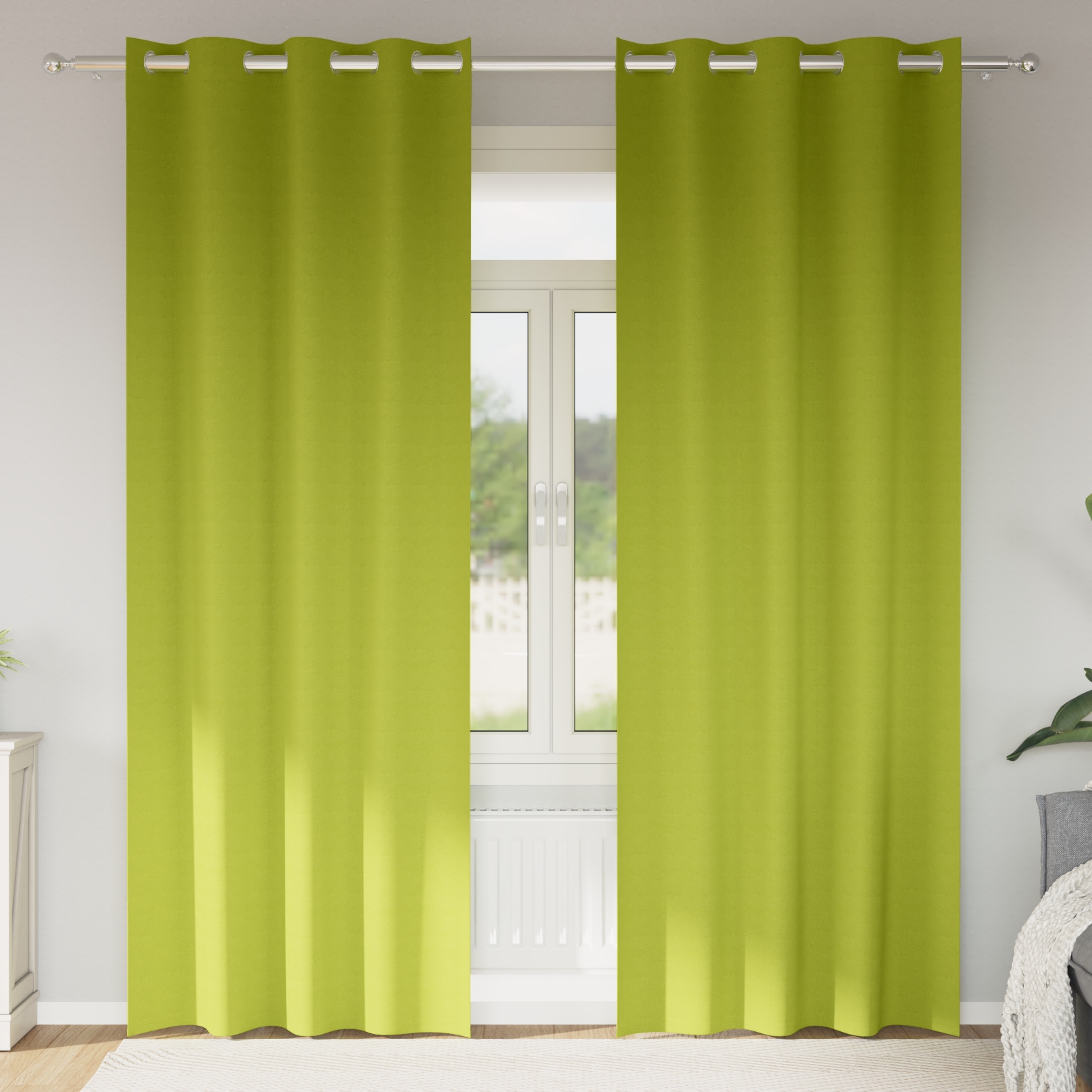 Vorhänge mit Vorhängen 2 pcs Apfelgrün 260 x 140 cm Polyester Vorhänge mit Vorhängen 2 pcs Apfelgrün 260 x 140 cm Polyester