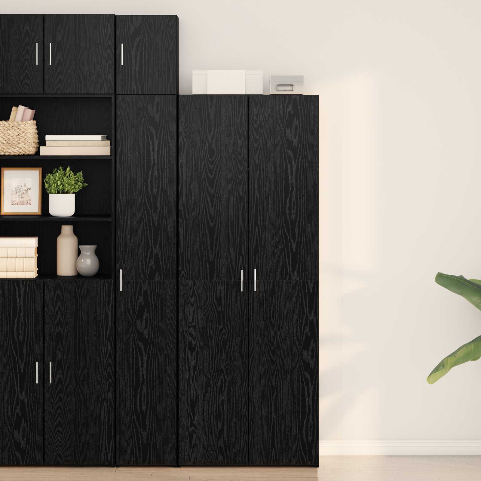 Highboard Schwarz Eiche 70x42,5x185 cm Holzwerkstoff