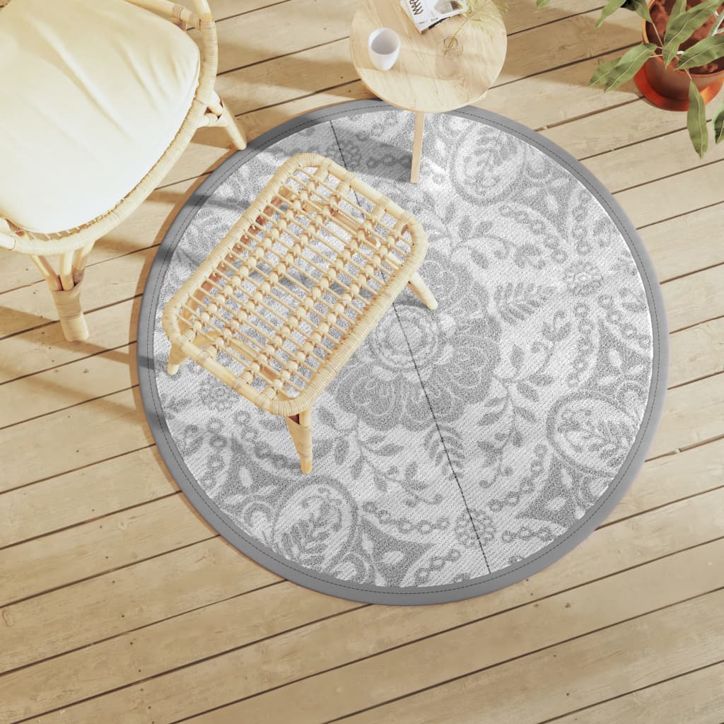 Outdoor-Teppich Hellgrau Ø120 cm PP Outdoor-Teppich Hellgrau Ø120 cm PP