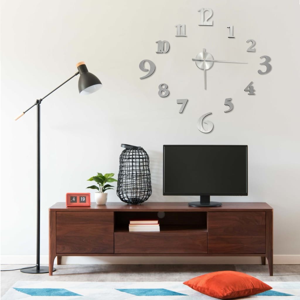 3D-Wanduhr Modernes Design Silbern 100 cm XXL 3D-Wanduhr Modernes Design Silbern 100 cm XXL