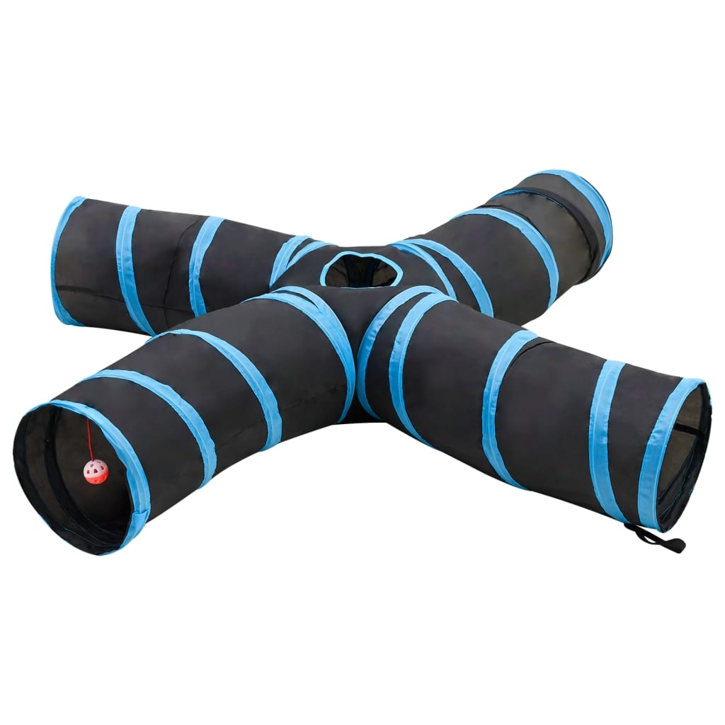 Katzentunnel 4-Wege Schwarz und Blau 25 cm Polyester Katzentunnel 4-Wege Schwarz und Blau 25 cm Polyester