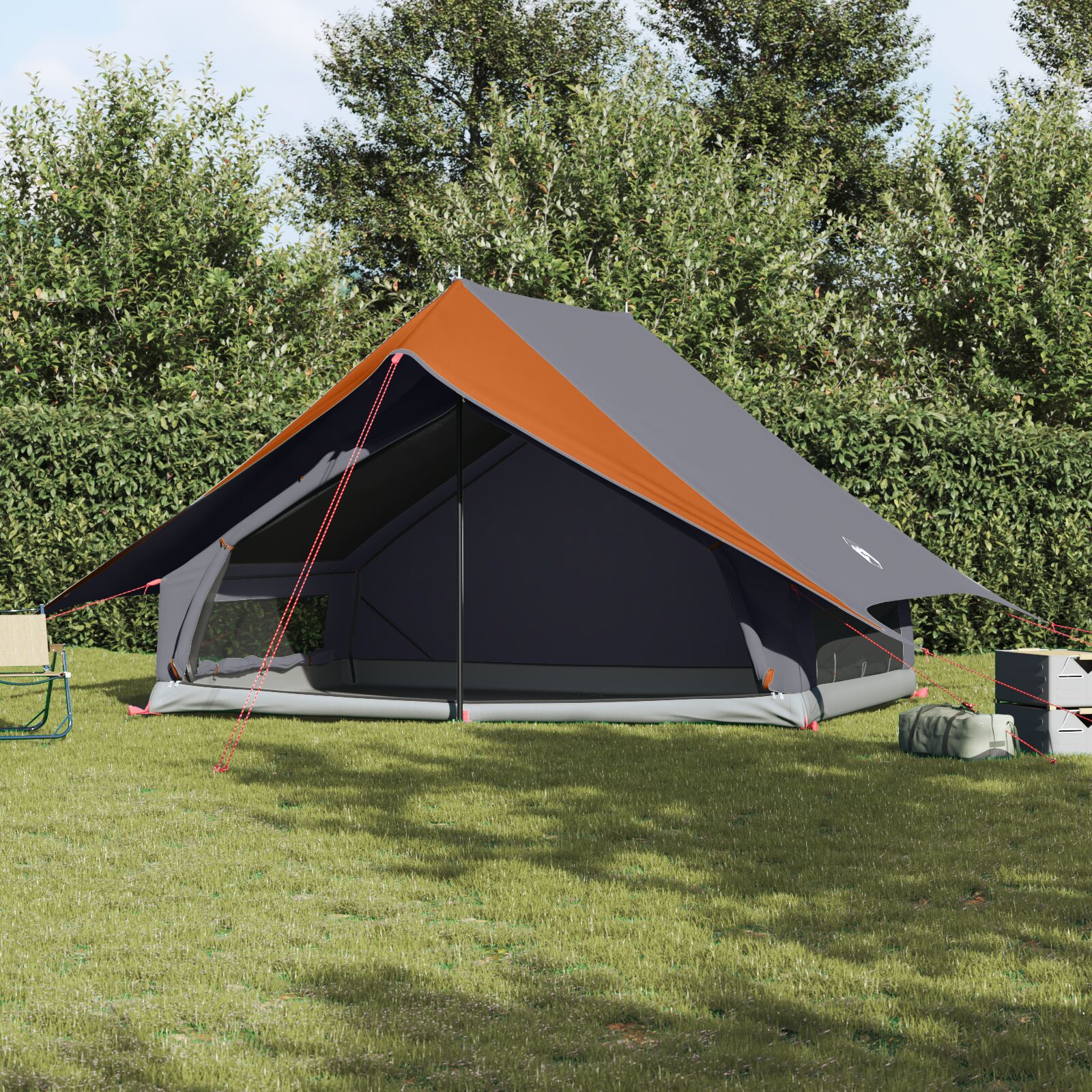 Familienzelt 7-Personen Grau und Orange Polyester 7-Personen