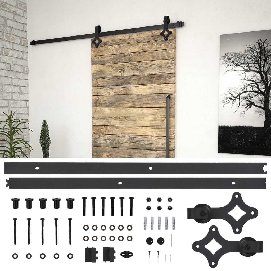 Schiebetürbeschlag-Set SKIEN 183 cm Stahl Schwarz Schiebetürbeschlag-Set SKIEN 183 cm Stahl Schwarz