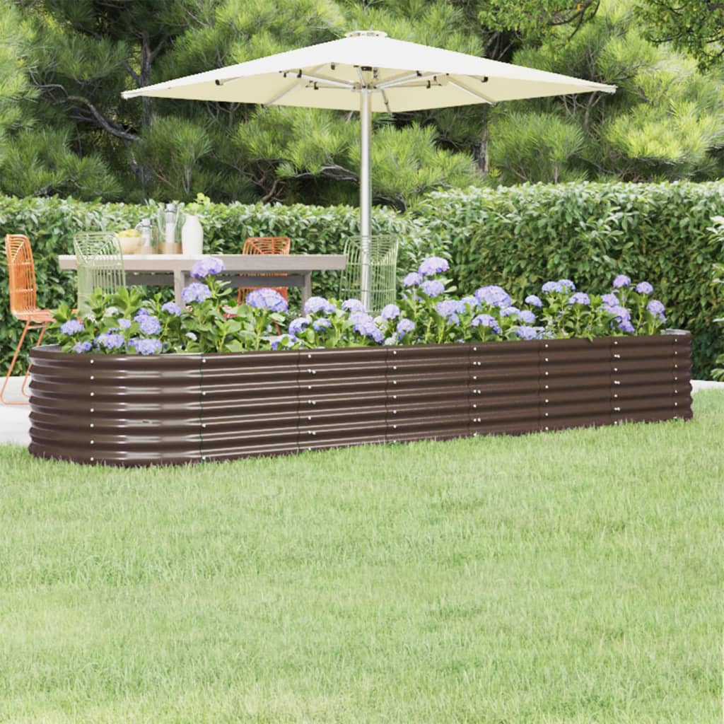 Hochbeet Pulverbeschichteter Stahl 296x80x36 cm Braun Hochbeet Pulverbeschichteter Stahl 296x80x36 cm Braun