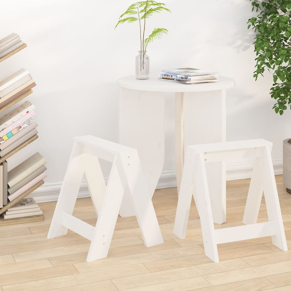 Hocker 2 Stk. Weiß 40x40x45 cm Massivholz Kiefer Hocker 2 Stk. Weiß 40x40x45 cm Massivholz Kiefer