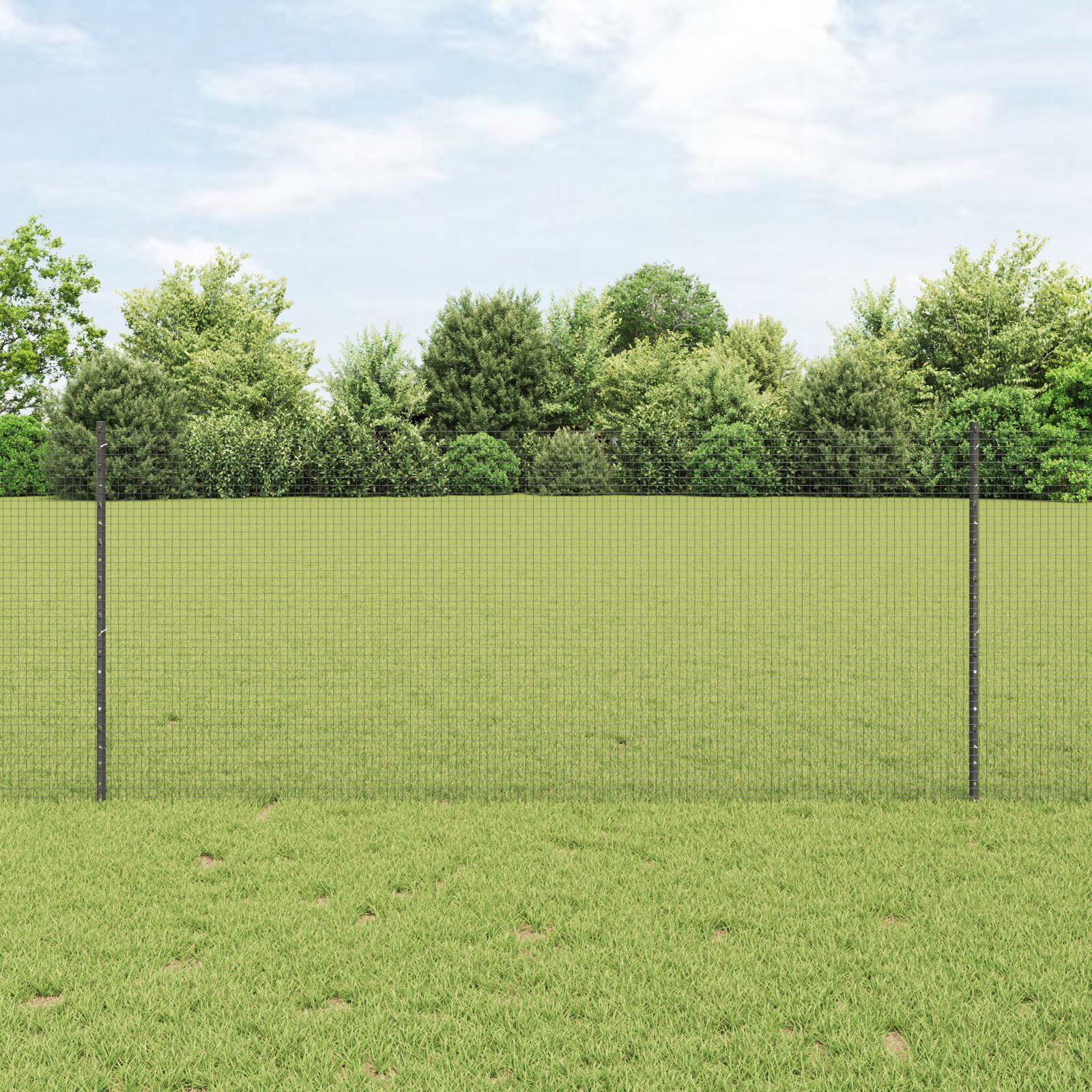 Geschweißter Drahtzaun mit 44 U-Pfosten Grau 1x50 m Stahl