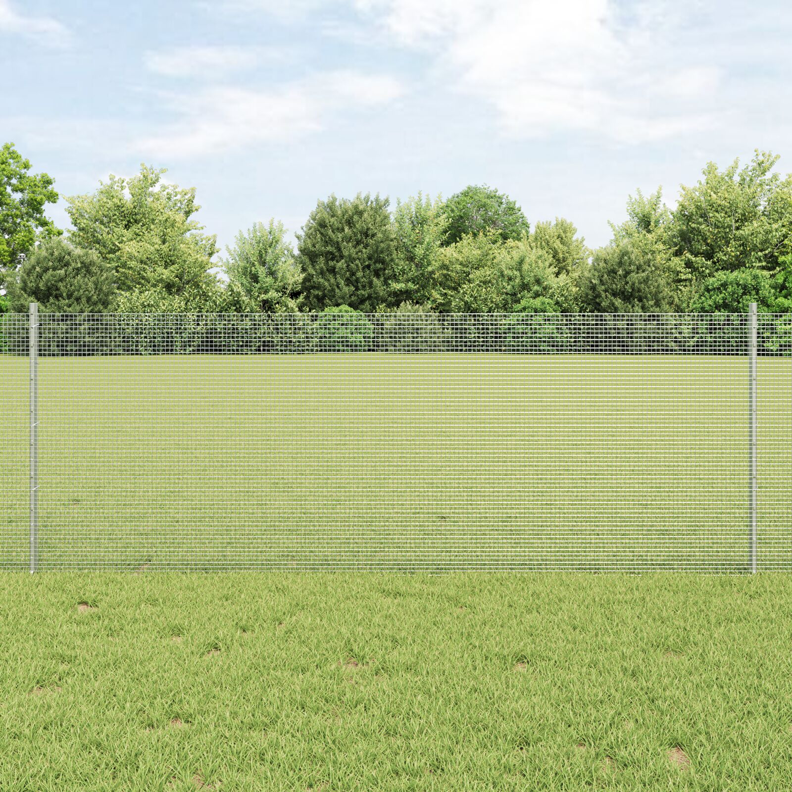 Geschweißter Drahtzaun mit 22 U-Pfosten Silber 0,8x50 m Stahl
