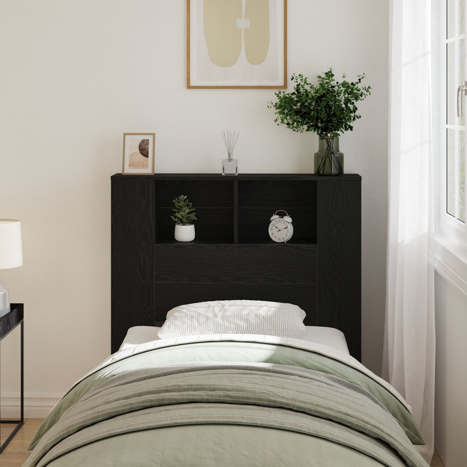 vidaXL Kopfteilschrank Schwarze Eiche 100x19x104,5 cm Aus Holzwerkstoff vidaXL Kopfteilschrank Schwarze Eiche 100x19x104,5 cm Aus Holzwerkstoff