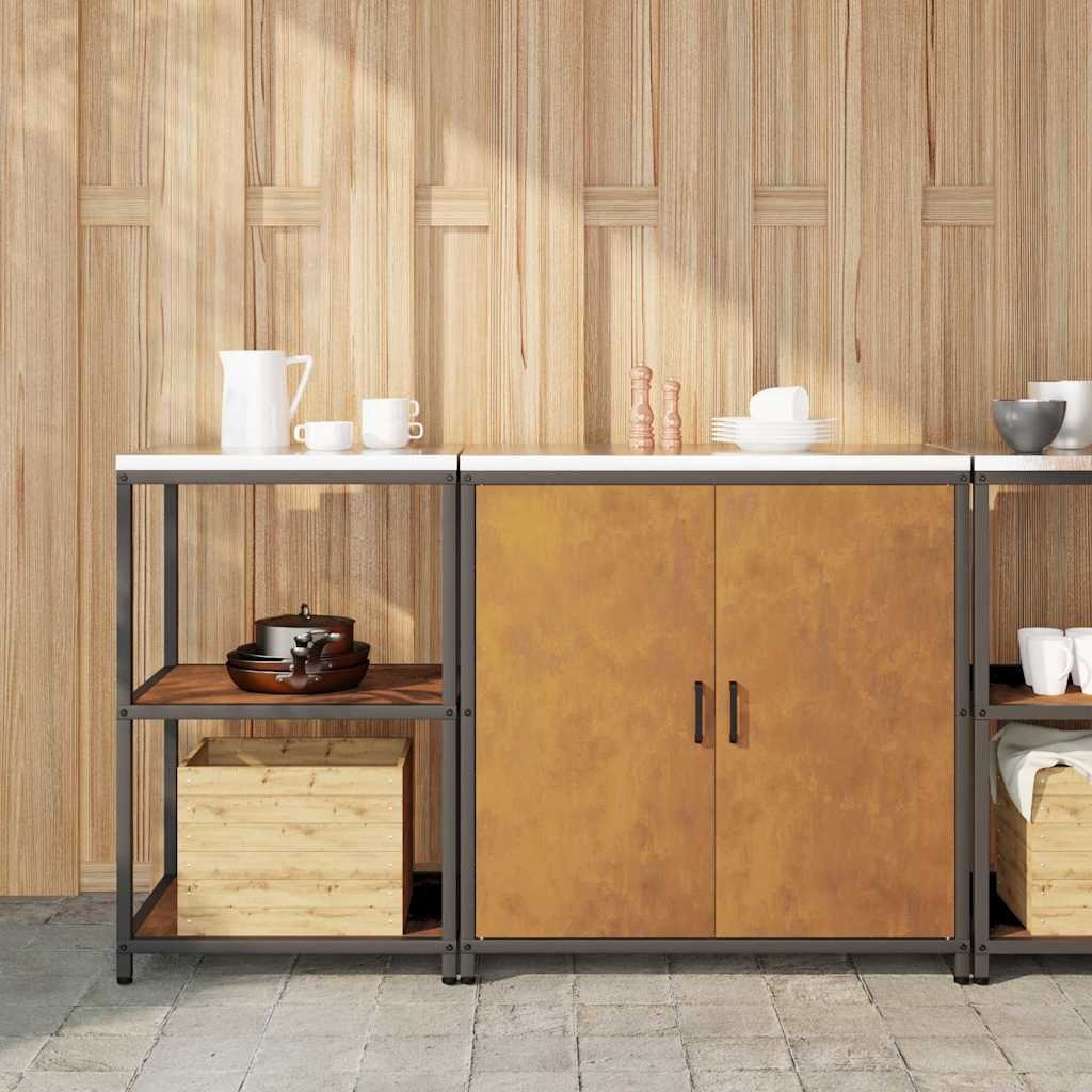 Küchenlager-Set mit Regal mit Speicher mit Tür Verstellbar 2 pcs Rostig 150 x 50 x 92 cm