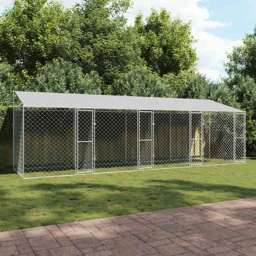 Hundekäfig Silber 800 x 200 x 256 cm Verzinkter Stahl Hundekäfig Silber 800 x 200 x 256 cm Verzinkter Stahl