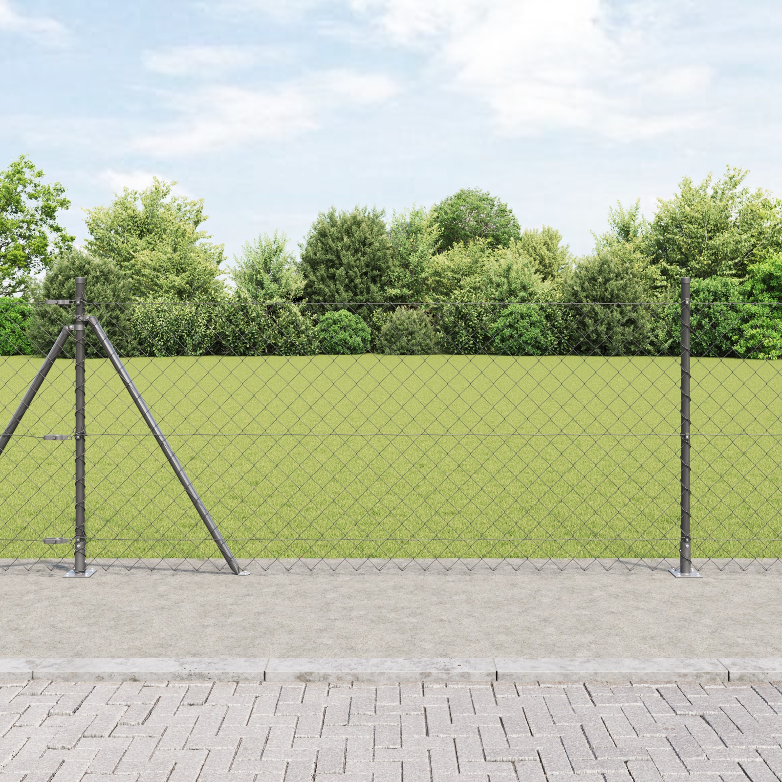 Drahtzaun mit 7 Flanschpfosten 1x10 m verzinkter Stahl Drahtzaun mit 7 Flanschpfosten 1x10 m verzinkter Stahl