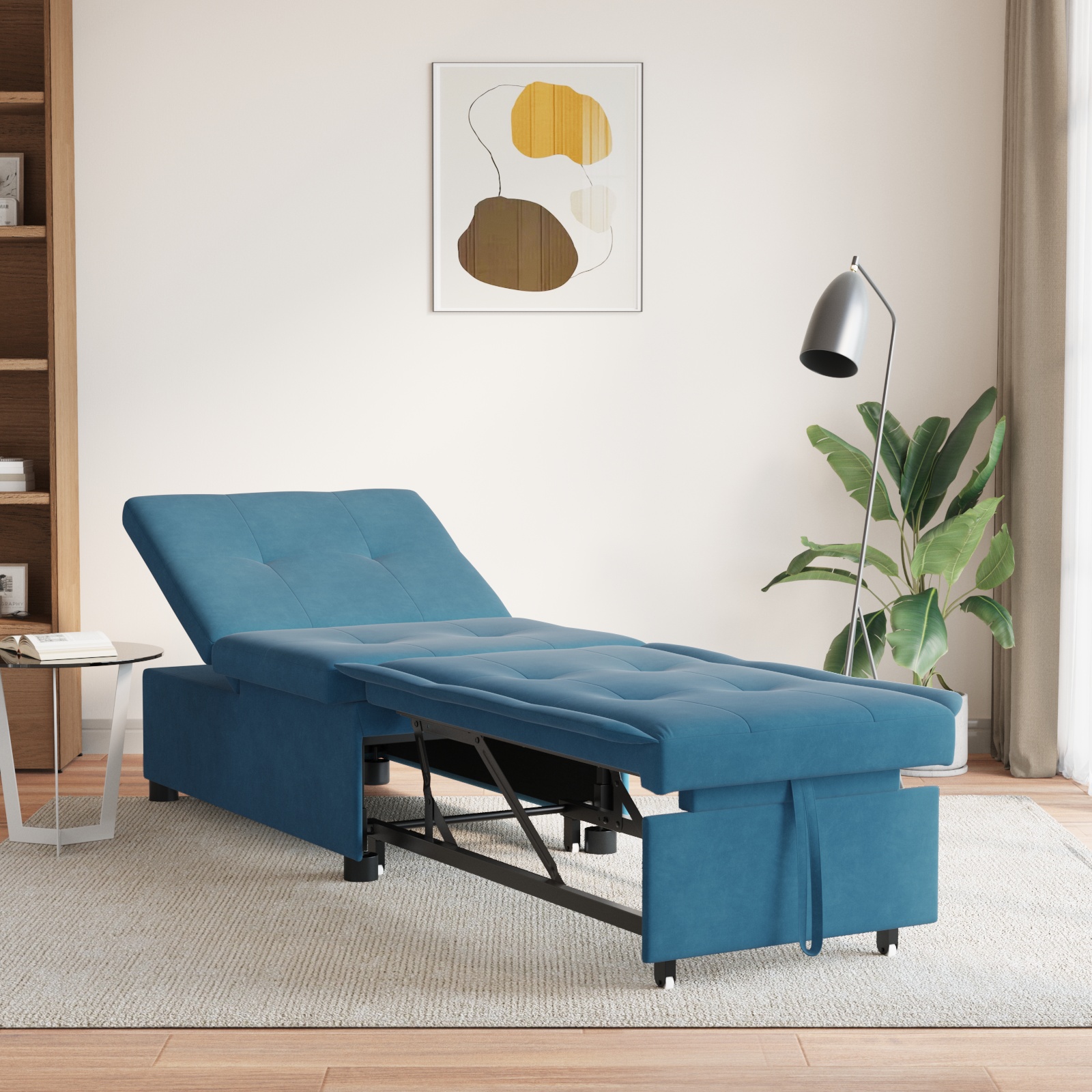 Schlafsofa 3-in-1 Ausziehbares Design Blau Samt Schlafsofa 3-in-1 Ausziehbares Design Blau Samt