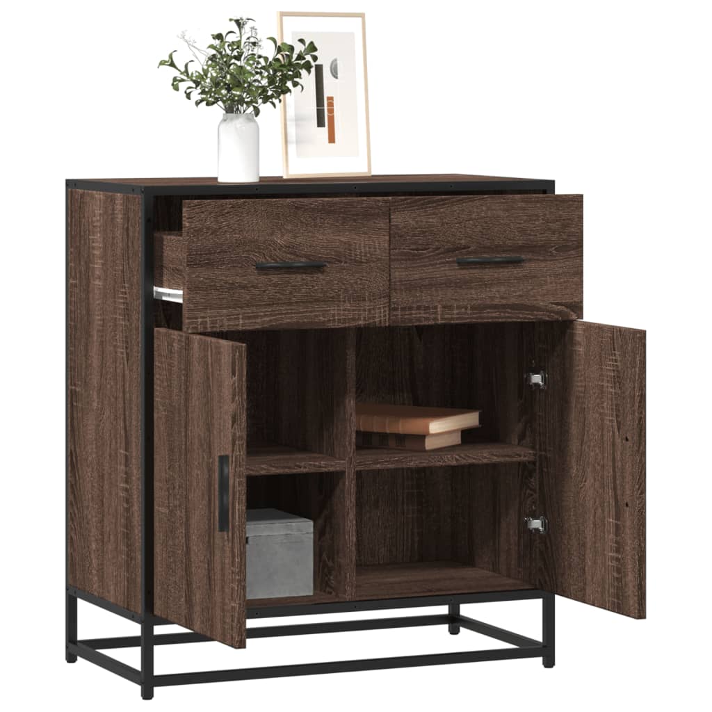 Sideboard Braun Eichen-Optik 68x35x76 cm Holzwerkstoff & Metall