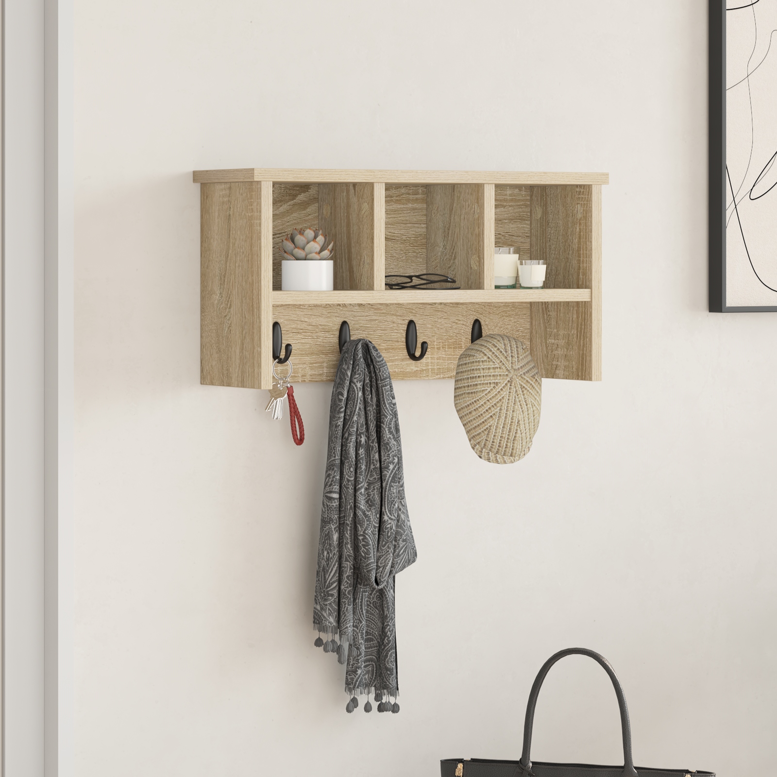 Wandmontierter Kleiderständer Sonoma Eiche 50 x 16 x 26 cm